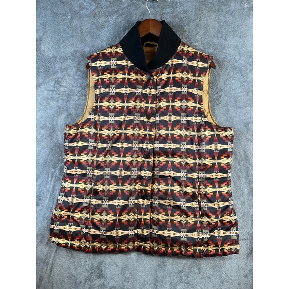 Pendleton Jackets & Blazers - Pendleton Puffer Vest Womens XL Aztec Black Tan Duck Down Reversible NWOT*